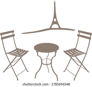 Shade of two chairs in front of the Eiffel Tower