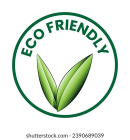 Shaded Green Eco Friendly Icon with V Shaped Leaves 1 on a White Background