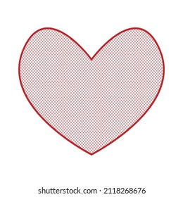 Shaded heart with red outline as love symbol. Symbol of true love result, purity and invincibility. Human body organ. Abstract element for logo, emblem, graphic and web design. Flat symbolic red icon.