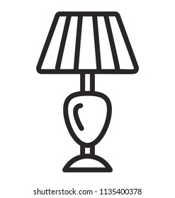 
A shaded lamp with the light bulb inside representing table lamp 
