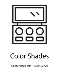 Shaded palette in different colors with mirror symbolizing color shade beauty product 