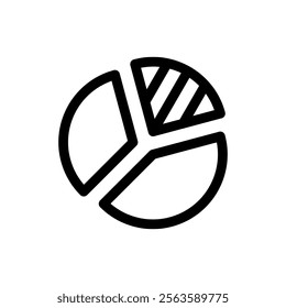 Shaded Pie Chart Icon Line Style Design Finance Vector Illustration