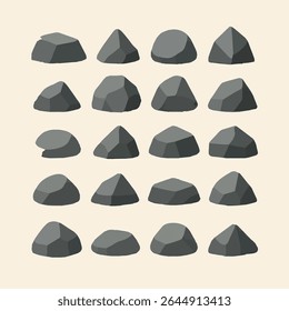 Shaded Stone Collection Vector Rock Set