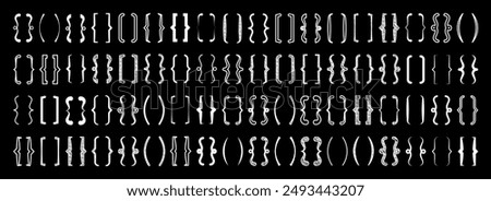 Shaded text brackets, black quotation box. Curly, square and corner parentheses. Vintage typographical symbol, calligraphic quote frame. Doodle, lettering element. Vector illustration