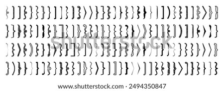 Shaded text brackets, black quotation box. Curly, square and corner parentheses. Vintage typographical symbol, calligraphic quote frame. Doodle, lettering element. Vector illustration.