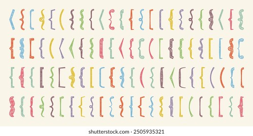 Shaded text brackets, colorful quotation box. Curly, square and corner parentheses. Vintage typographical symbol, calligraphic quote frame. Doodle, lettering element. Vector illustration
