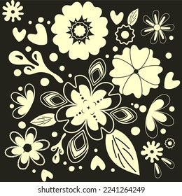 Shadeless flowers pattern, elements can be used for design of invitation card