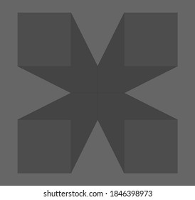 Shades of black. Black-gray shapes. Recessed squares. Logo. Volumetric figures.