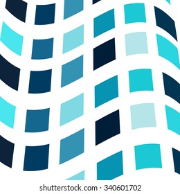 Shades of blue mosaic abstract vector background. Curves squares nautical theme