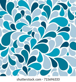 Shades of blue pattern with drops. Seamless pattern drops on gray background. Vector blue drops. Blue drops pattern for fabric.