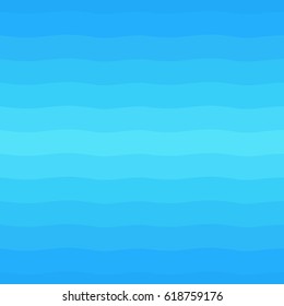 Shades of blue seamless vector gradient waves. Wide wavy stripes, streaks, bars texture. Water, sea, ocean, river, swimming pool background. Striped abstract template.