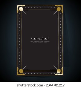 Shades of gold. geometric poster with gradient mesh.