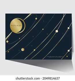 Shades of gold. geometric poster with gradient mesh. space explore the universe background templates