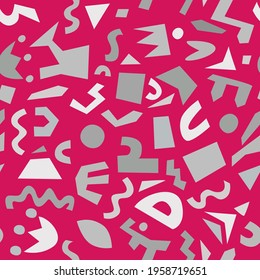 Shades of gray on the pink background expressionist abstract seamless pattern vector illustration