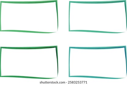 shades of green abstract curved rectangle set