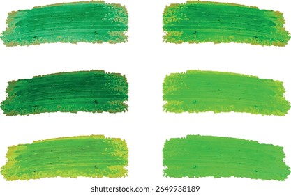 shades of green colors abstract textured brush strokes set