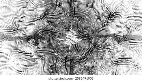 In shades of grey abstract texture created with Gradient flow and 3D structure imitate the movement of liquid or wind. Vibrant colors, volumetric waves and digital noise create a sense of depth and