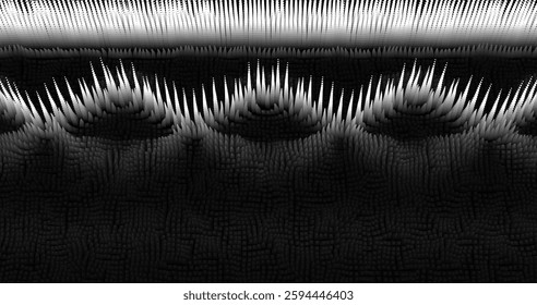 In shades of grey abstract texture created with Gradient flow and 3D structure imitate the movement of liquid or wind. Vibrant colors, volumetric waves and digital noise create a sense of depth and dy