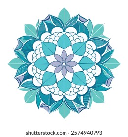 Shades of Light Blue Modern Mandala Graphics for Fashion and Interior Design