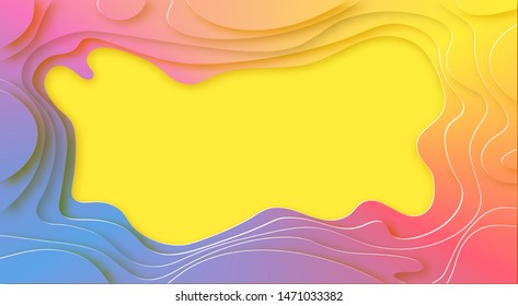 Shades of a multi-colored background with smooth transitions are cut out of paper with a shadow. Place for advertisement announcement. Abstraction. Vector illustration