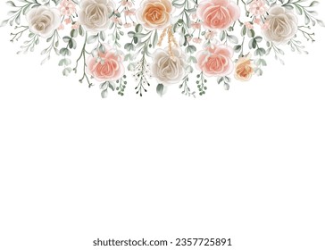Shades of Peach, Soft Orange and White Roses Flower Frame Background