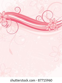 Shades of pink background - with grunge effect, flowers and space for text