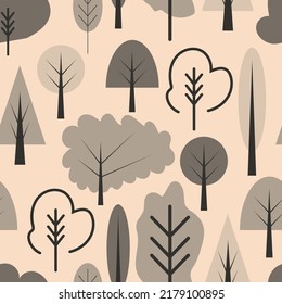 shades of pink trees set - seamless pattern