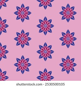 Shades of Purple and Pink color Flower Pattern Design on Light Pink Background