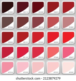Shades of red swatch color palette. Neomorphism Style design