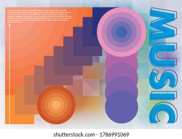 Shades of saturated purple color abstract musical background. Design of different musical instruments, vector illustration. Advertisement Poster, Brochure, Flyer, Invitation Card Vector Illustration