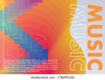 Shades of saturated purple color abstract musical background. Design of different musical instruments, vector illustration. Advertisement Poster, Brochure, Flyer, Invitation Card Vector Illustration