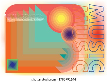 Shades of saturated purple color abstract musical background. Design of different musical instruments, vector illustration. Advertisement Poster, Brochure, Flyer, Invitation Card Vector Illustration