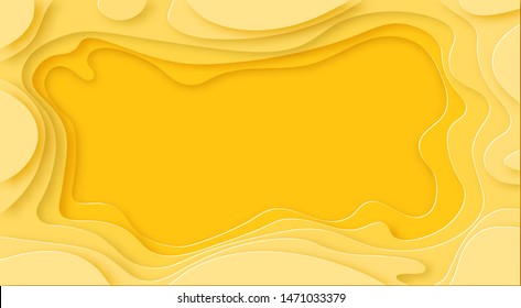 Shades of yellow background are cut out of paper with shadow. Place for advertisement announcement. Abstraction. Vector illustration