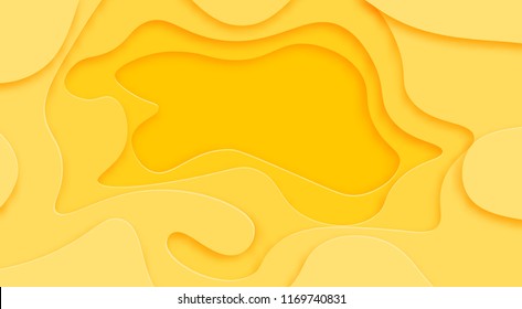 Shades of yellow background are cut from paper. Place for advertisement of the announcement. abstract art of carving. Vector illustration