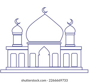 Shading sketches of mosques that are connected to each other and have white color