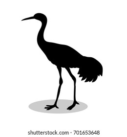 Shadoof bird black silhouette animal. Vector Illustrator.