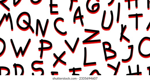 shadow alphabet letters seamless pattern