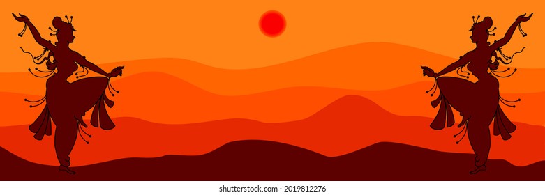 Shadow Art, Dancers, Dance Pose Vector Art Illustration