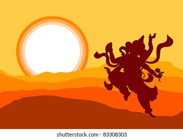 Ganesha de arte en la sombra al atardecer