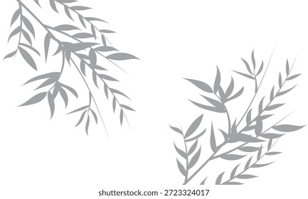 Sombra de una rama de bambú con hojas de Vector para la decoración abstracta, patrón de verano, diseño orgánico de la naturaleza . 