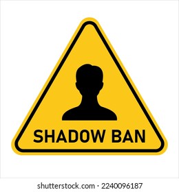 Prohibición de las sombras. Bloqueo de sombras. Señal de advertencia de prohibición de sombras. Shadowban en las redes sociales. El perfil personal y la cuenta son invisibles, bloqueados y prohibidos. Ilustración vectorial.