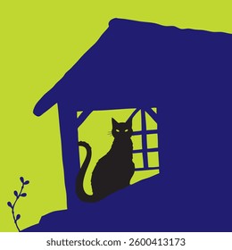 Shadow of the black cat, Simple vector illustration, For your various design projects