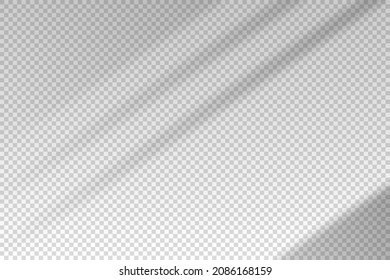 Shadow blinds. Light from window isolated on transparent background. Overlay effect. Shade jalousie. Reflected shadow on wall. Reflect sun from blind for design mockup. Reflecting lights. Vector