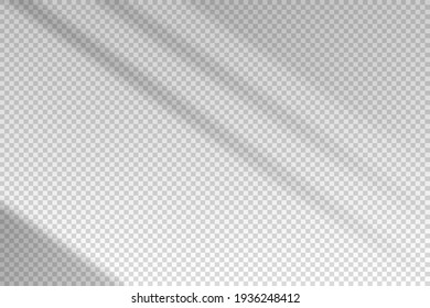 Shadow blinds. Sun light from window. Overlay effect. Shade jalousie transparent. Isolated background. Window blind. Reflection shadows on wall. Realistic soft shade. Horizontal shading mockup. Vector - Shutterstock ID 1936248412