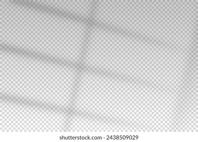 Shadow blinds. Sun light from window. Overlay effect. Shade jalousie transparent. Isolated background. Window blind. Reflected shadows on wall. Realistic soft shade. Horizontal shading mockup. Vector