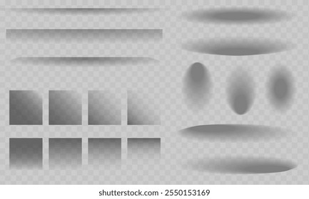 Shadow box paper line vector. 3d page frame divider set. Isolated realistic shade border pack. Bottom overlay element design asset illustration for website interface. Sheet edge layout collection.