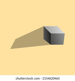 shadow casting cube on soft yellow backgraund