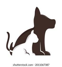 shadow cat and dog isolated icon