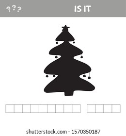 Shadow of Christmas tree. Education game for preschool kids Vector illustration.
