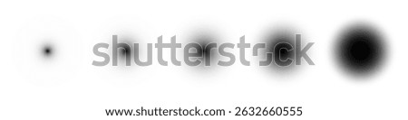 Shadow circles. Round black shades on floor or wall surface. Black blurred gradient balls. Minimalist vector illustrations set.